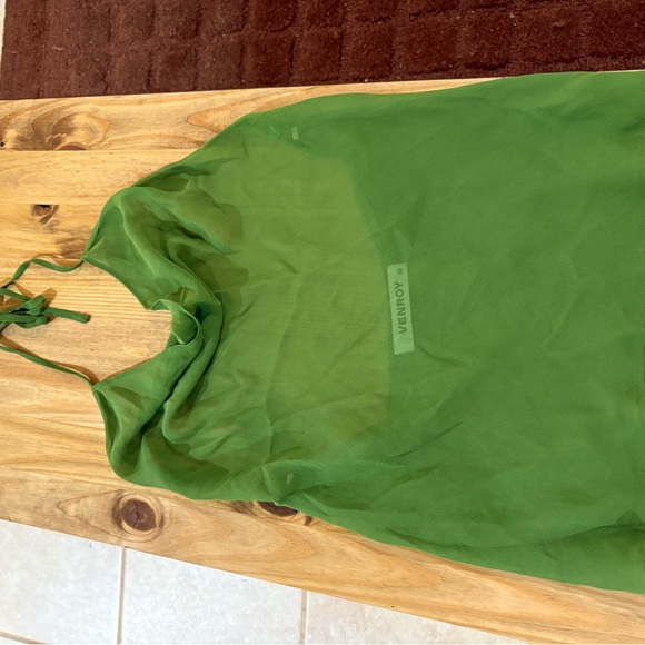 Venroy Tops - Venroy Vibrant Green Halter Top sheer summer backless